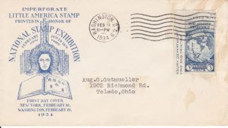 Unusual Beverly Hills artwork on Washington FDC. Gum stains noted