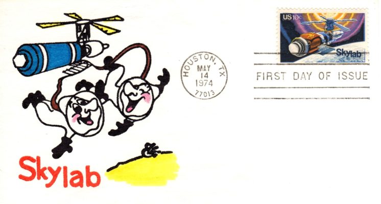 Hand colored Ellis art on Skylab FDC