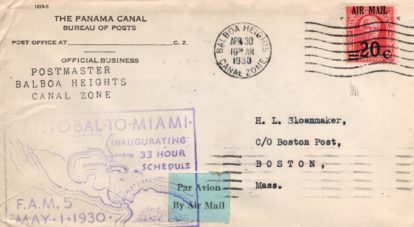L-75 Panama Canal Bureau of Posts corner card