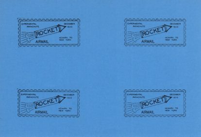 Gummed sheet of 4 blue 1935 cinderella labels