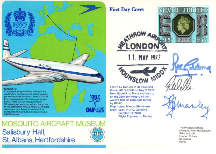 de Havilland Comet flown autographed by crew