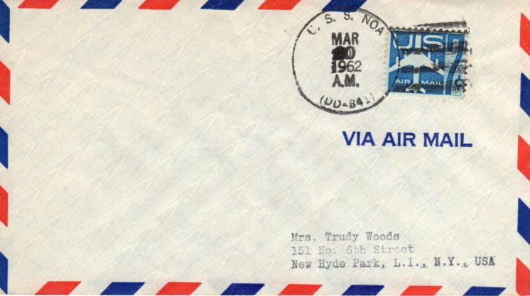 Late USS Noa postmark. Addressed to classic collector