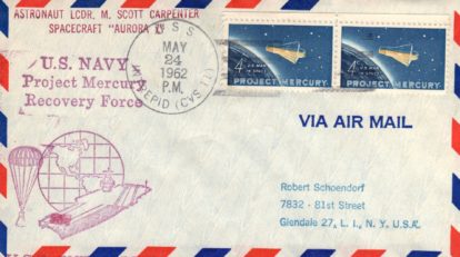 Attractive airmail MA-7 PRS USS Intrepid addressed to Schoendorf