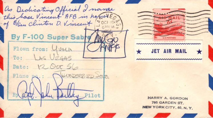 F-100 Thunderbirds Solo FLOWN by Maj John Bailley w Milt Caniff AUTO (set of 3)