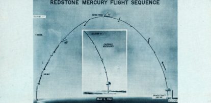 3x6 card illustrating the ballistic flight of Alan Shepard