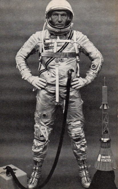 Postcard of Wally Schirra in Mercury spacesuit