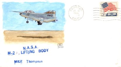 Hand painted M-2F2 lifting body postmarked at EAFB