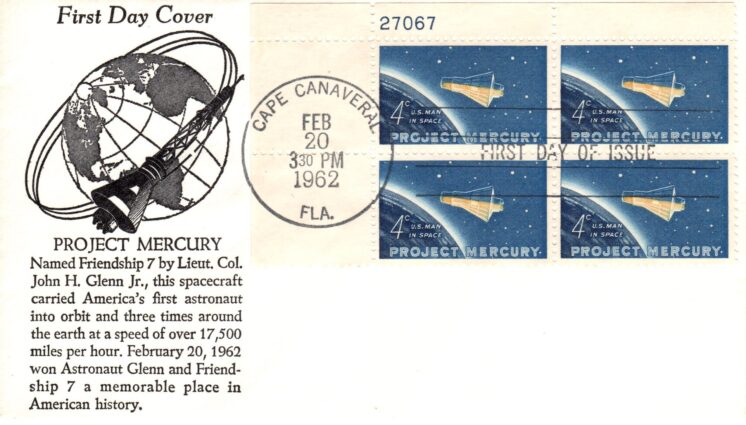 MA-6 CC HC plate block FDC