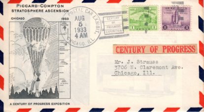 Piccard-Compton Stratosphere Ascension (Airmail Engraved)