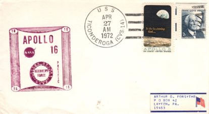 Astrophilately uses postmarks with right date and location to tell a story. This envelope is from the NASA Apollo program which ran from 1961-1975.