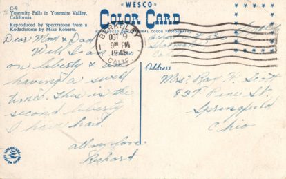 WWII Soldier's Free Frank Postcard
