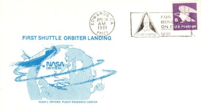 STS-1 Landing at Edwards AFB with Dryden Cachet