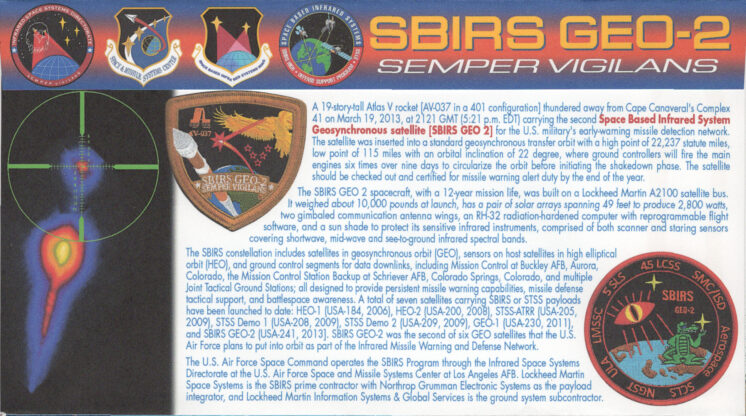 SBIRS GEO-2 CC FL Mar 19, 2013