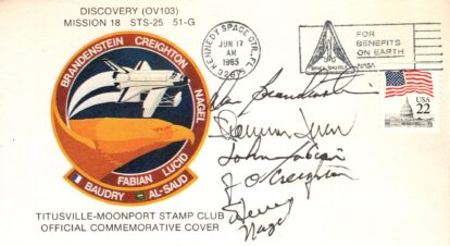 STS-25 Discovery with AUTOs of 5 crew members