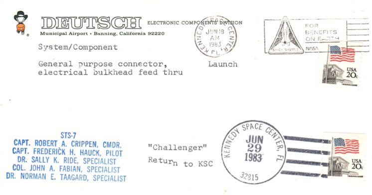 STS-7 Deutsch Electronic corner card launch & recovery dates