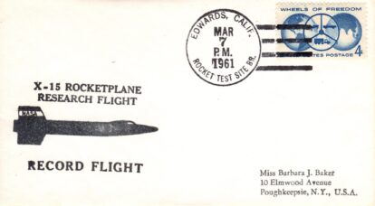 X-15 record flight addressed to Barber Baker