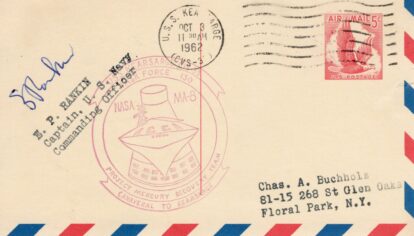 MA-8 PRS signed by CO on Airmail postcard