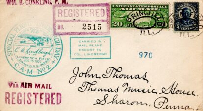 Lindy Special Flight Registered w/ green cachet