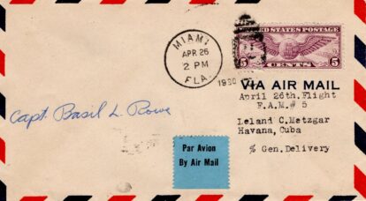 Scarce Miami to Havana w/Basil Rowe AUTO