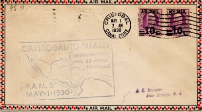 FAM 5 Cristobal to US on Roessler envelope