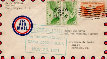 Canal Zone to US w/weird Airmail envelope