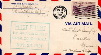 Canal Zone to US via Clipper